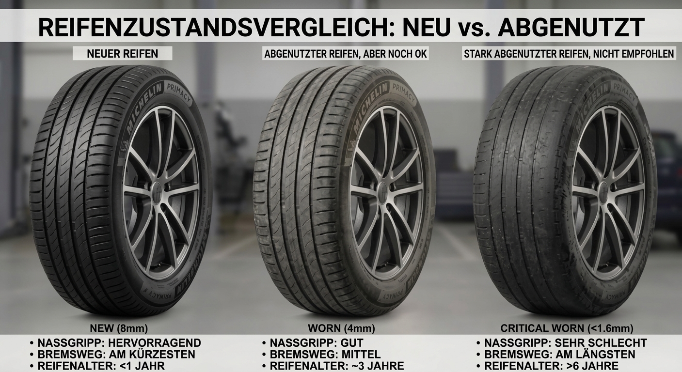 Profiltiefenvergleich und Reifenverschleiß